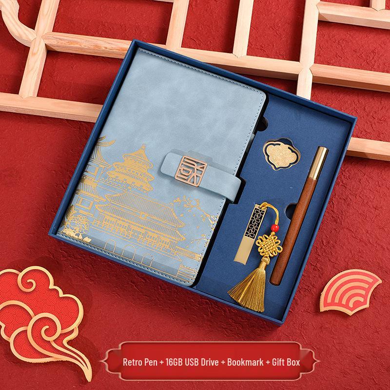 Chinese Style Custom Logo Notebook & Gift Box Set for Business and Cultural Events