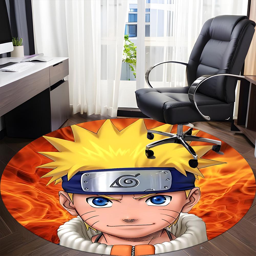 1PC Naruto Office Round Rug, Non-slip, Soft and Durable Office Rug for Interior Decoration, Perfect for Office, Beautiful Decoration