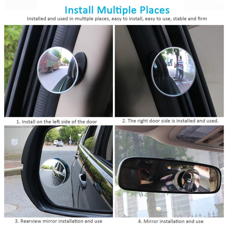 1pc Car Rearview Mirrors 360-degree Rotating Car Small Round Mirror Rearview Mirror Car With Large Field View Mirror Blind