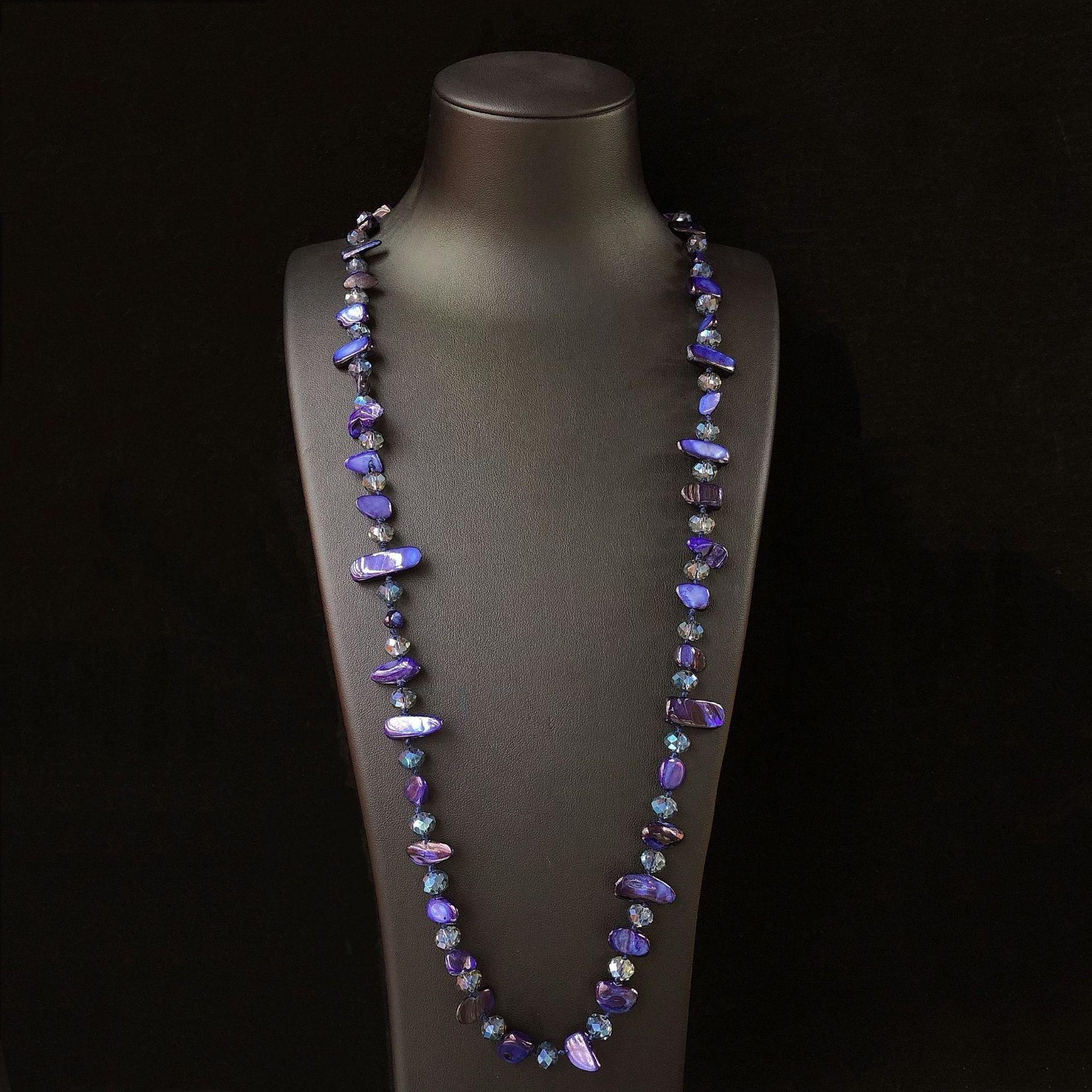 

Bohemian Vacation Shell Crystal Handwoven Colored Long Necklace Candy Colored Necklace