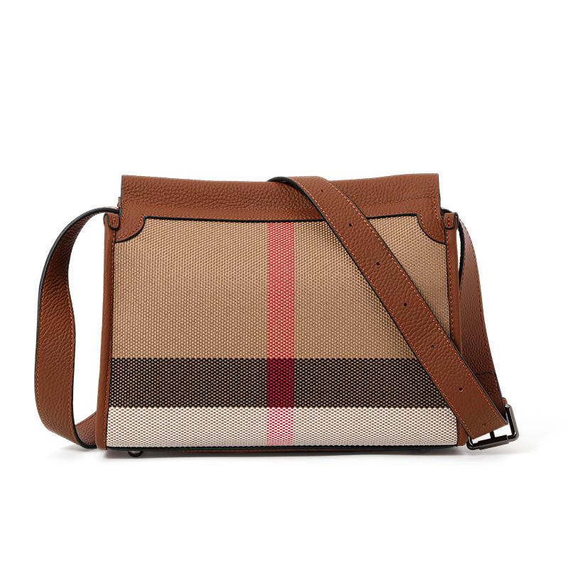 Aidrani Cowhide Autumn New High-End Plaid Satchel Small Square Casual Versatile Genuine Leather Shoulder Crossbody Bag