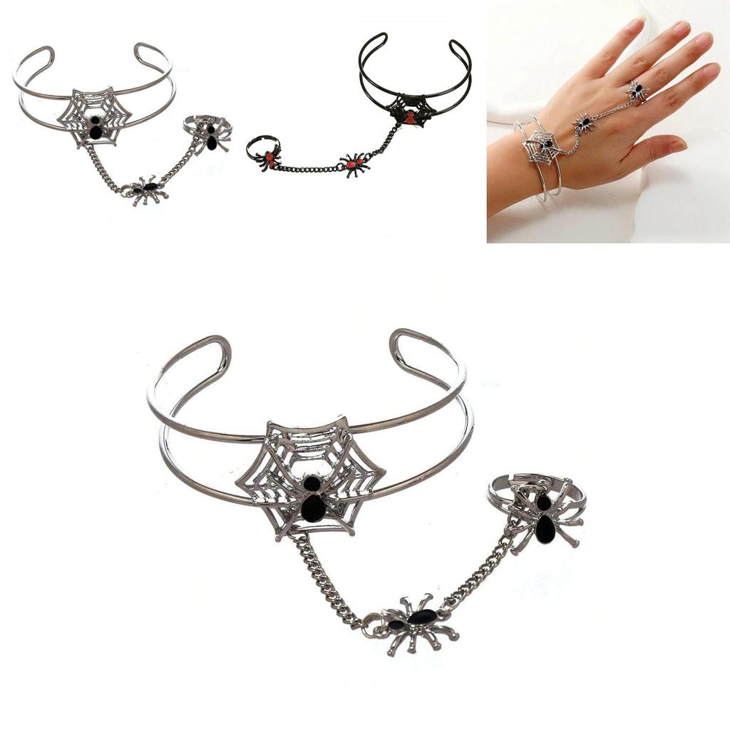 Halloween Gothic Spider Cuff Bracelet With Adjustable Opening And Drop Oil Detail For Women