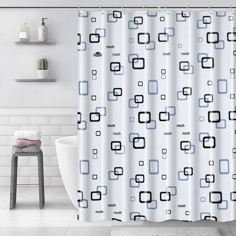 No-Drill Waterproof Shower Curtain Set