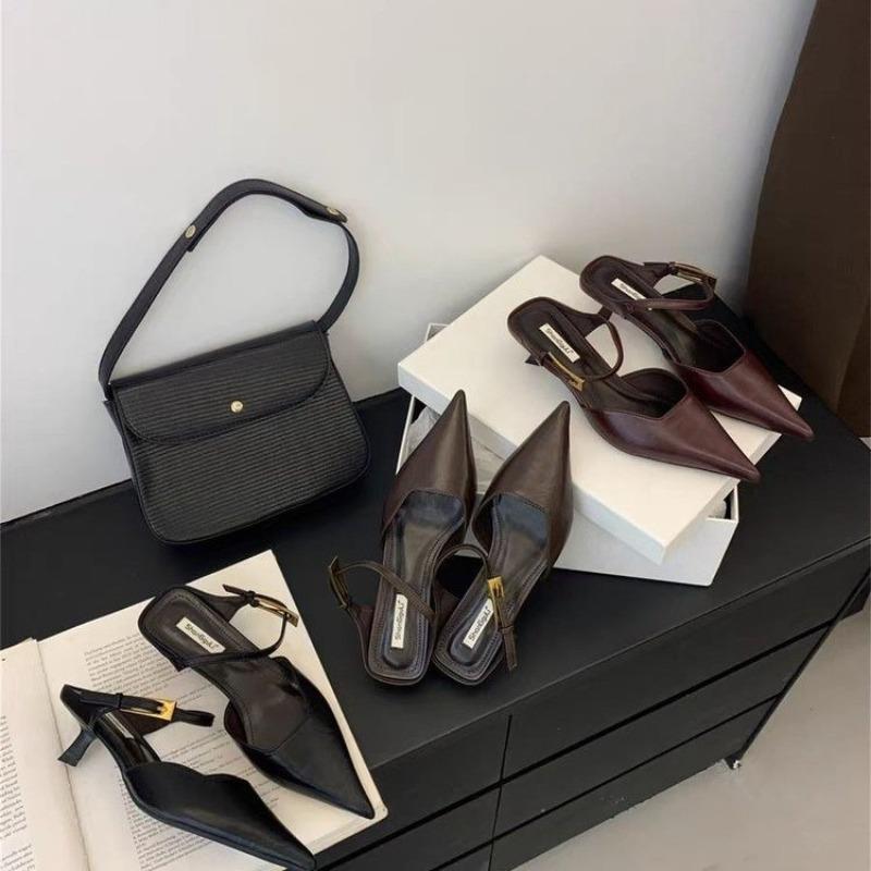 Summer Women's Fashion Mules Slippers Elegant Cover Toe Dress Singbacks Slides Ladies Dancing Party High Heel Shoes