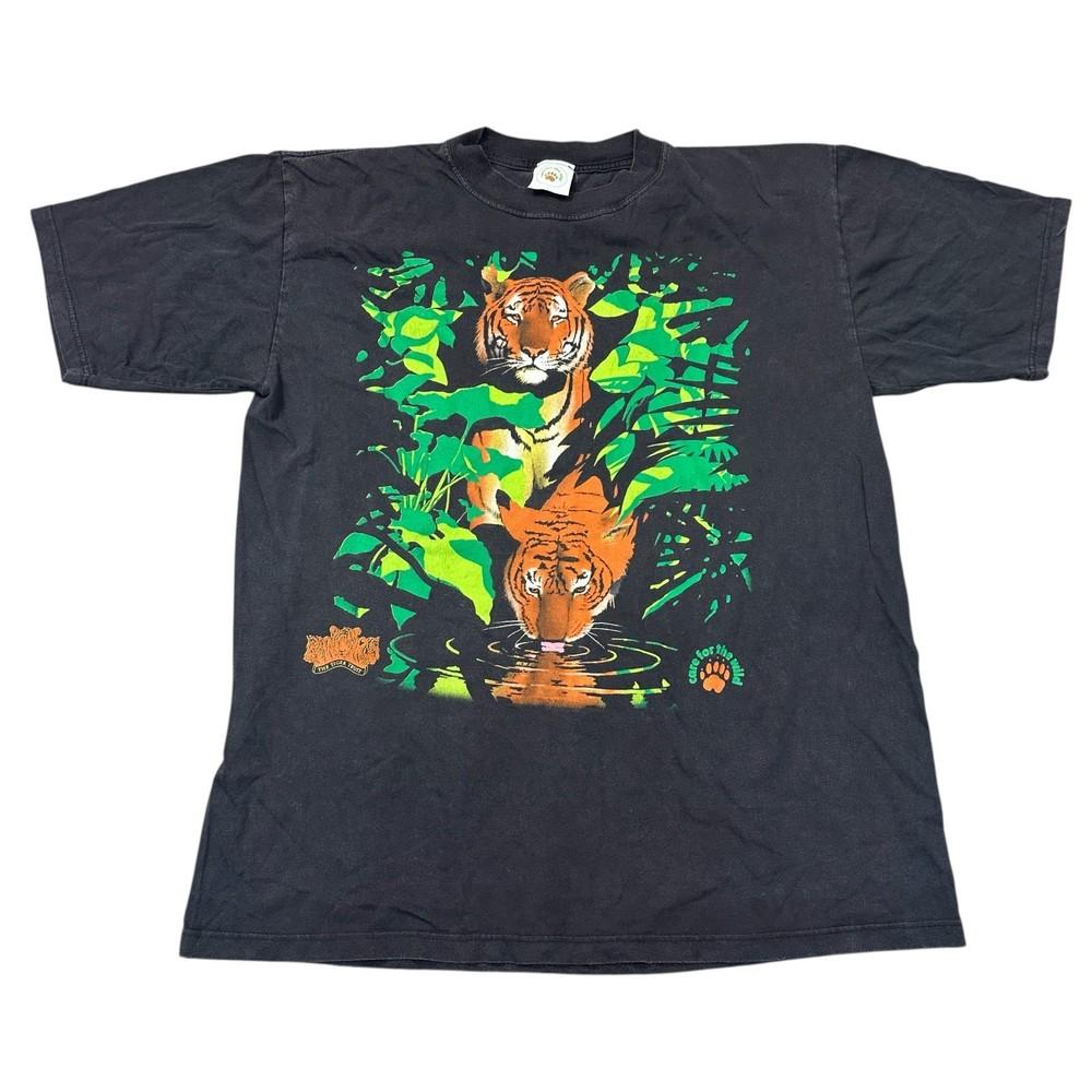 

Care For The Wild Tiger T-shirt Graphic Print Short Sleeve Black Mens 4XL