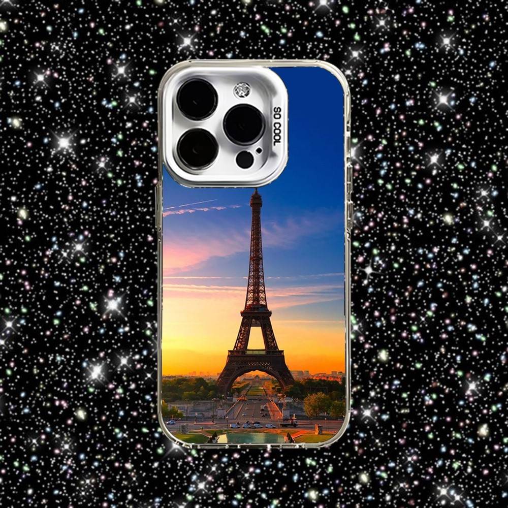 

Paris Eiffel Tower Phone Case For iPhone 16,15,14,13,12,11,Pro,XS,Max,Plus,Mini,SE White Candy Matte Shockproof Cover iPhone13mini