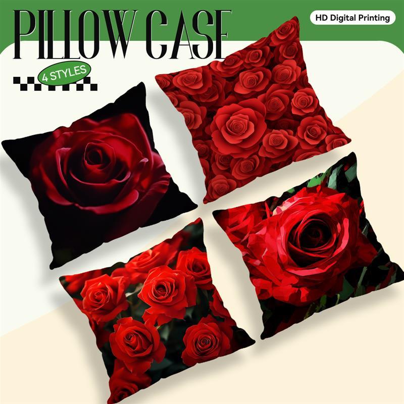 Heimdeko Rote Rosen: Aufwändige Muster für Kissen Muster Kissenbezug Geeignet für Sofa Schlafzimmer Auto Kissenbezug