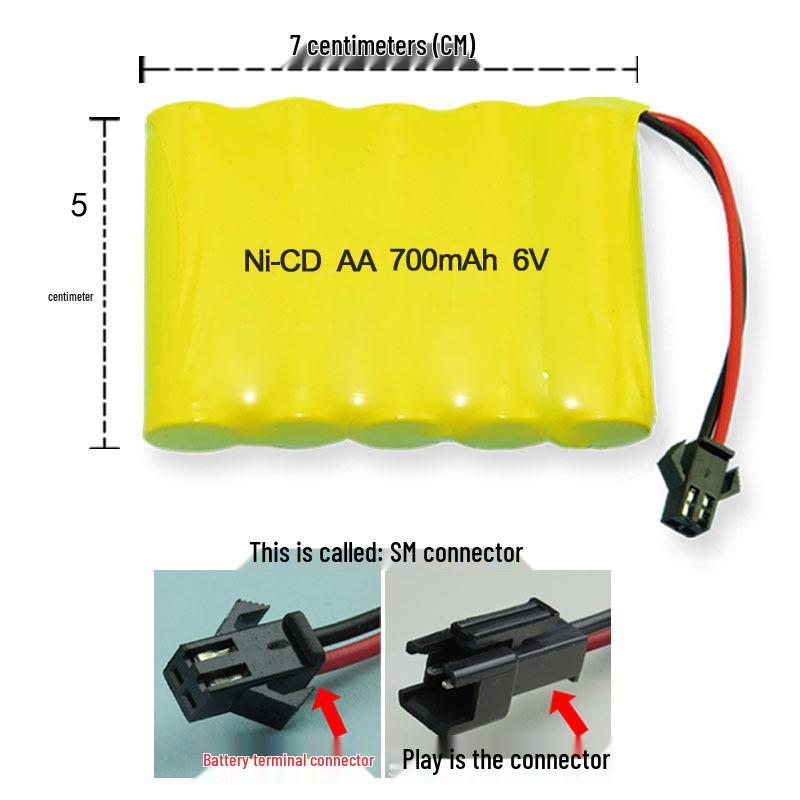 Rechargeable Battery Pack for Remote Control Toy Cars - 3.6V, 4.8V, 6V, 700mAh - Toy Accessories