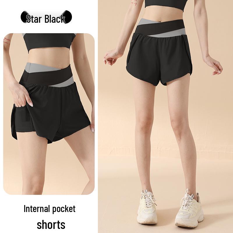 Women's 2025 High-Waisted Sports Shorts with Pockets - Hip-Lifting, Anti-Exposure, Loose Fit for Running & Yoga