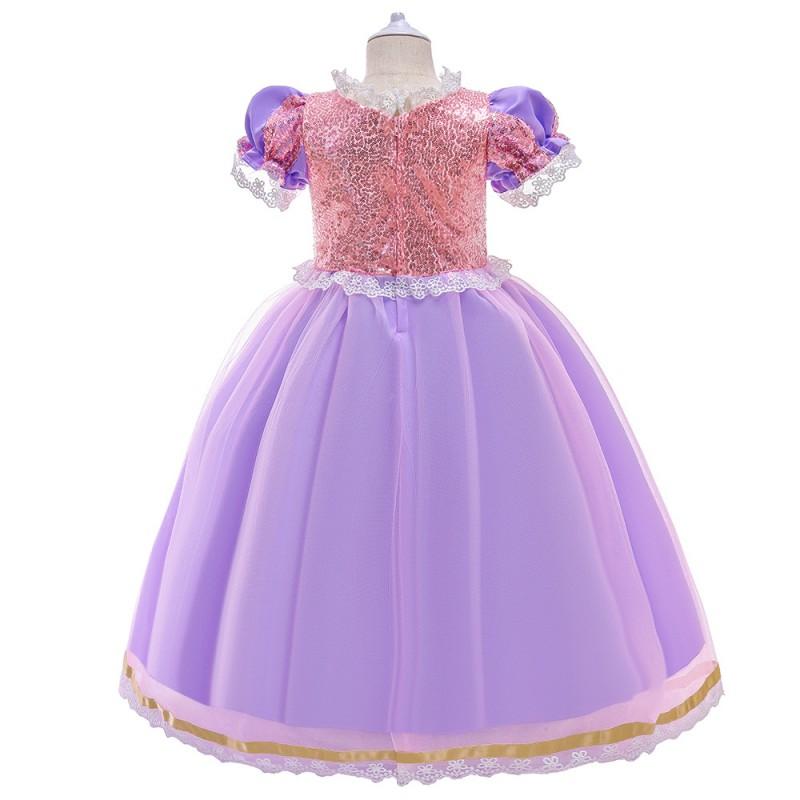 Girls Princess Dress Halloween Party Cosplay Costume Cotton Blend Formal Gown With Bow Ruffles