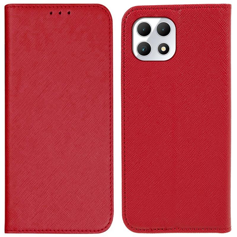 

For T-Mobile REVVL 7/T Phone 2 Case Wallet Leather Phone Cover Cross Texture Red