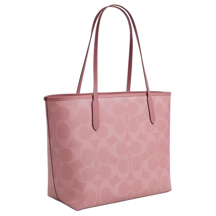 Coach City 33 Double C Monogram Tote Bag Women Tote Bags Pink CAL49-SVDP