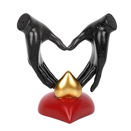 Estatueta de gesto de amor em resina, coração de amor, mãos, escultura, gesto de coração, peça de arte, ornamento de mesa para casa, sala de estar, quarto