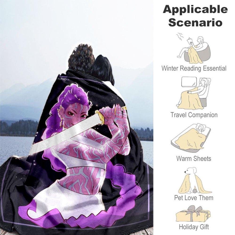 "Vivid Purple Fantasy Warrior Art Print - Limited Edition"Blanket Lightweight Flannel Throw Blanket for Sofa, Bed, Travel, Camping, Livingro