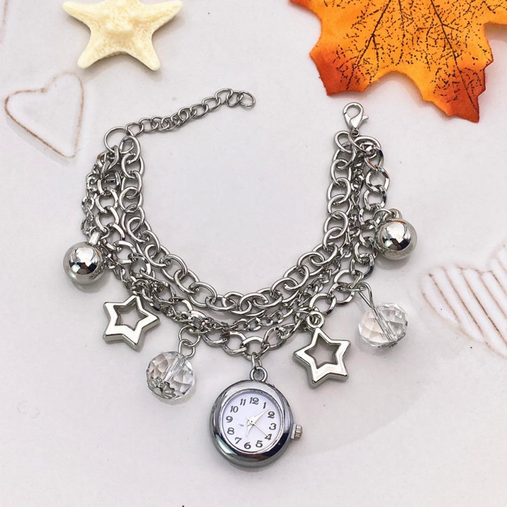 Star Heart Bracelet Watch with Pendant Quartz Watch Elegant Ladies Wristwatch for Women Girls C