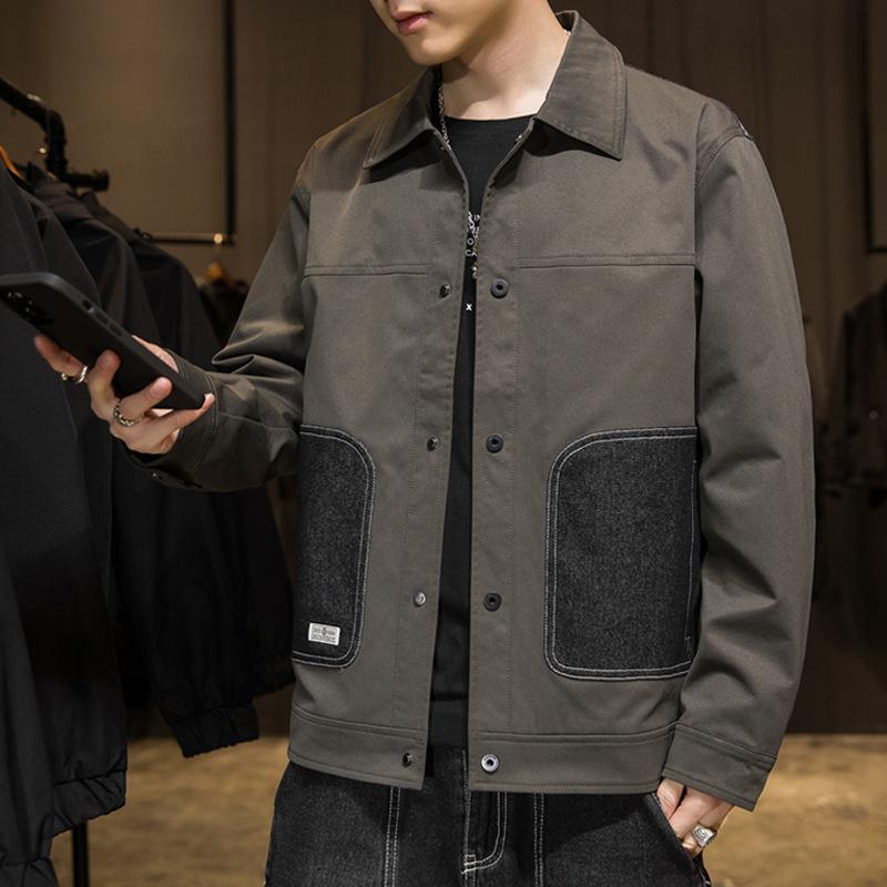 

Весенне-осенние новые куртки с лацканами, мужские приталенные корейские топы, куртки, повседневные тонкие куртки, тренды 4XL