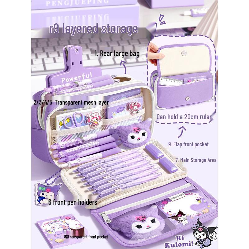 Kuromi Large Capacity Pencil Case for Girls - New Style Creative Stationery Box for Elementary Students
