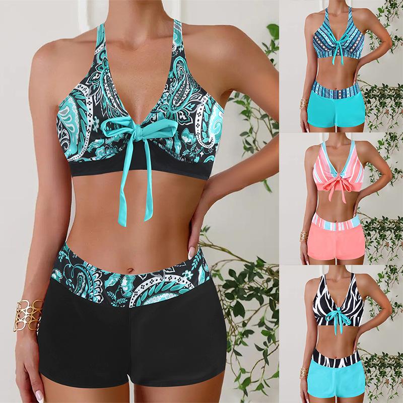 New swimsuit women's split large size flat angle women's skirt bikini print swimsuit