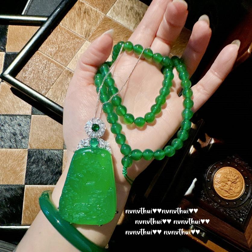 Chalcedony Landscape Gem Necklace, Planting Water Yingying, Concubine Agate Beaded Sweater Chain, Combination