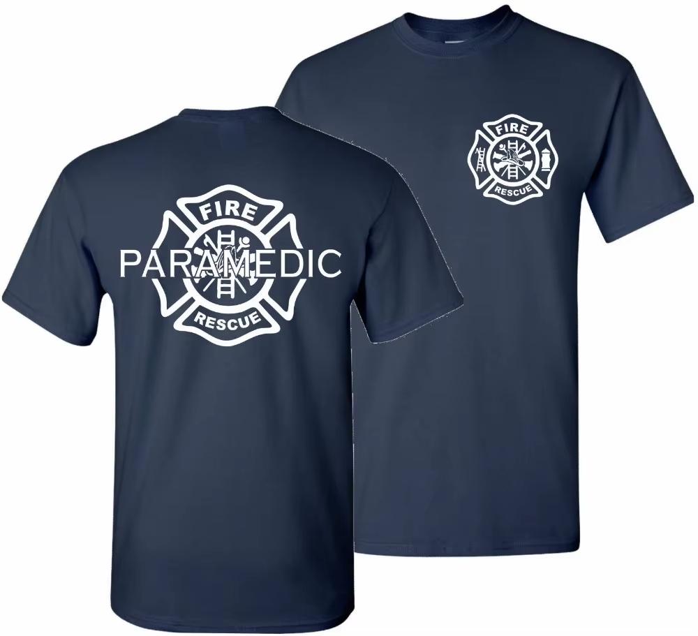 

Firefighter Paramedic Emt Fire Rescue Thin Red Line Department New Arrive Men T-Shirt Casual Man Tees Funny T Shirts 4XL