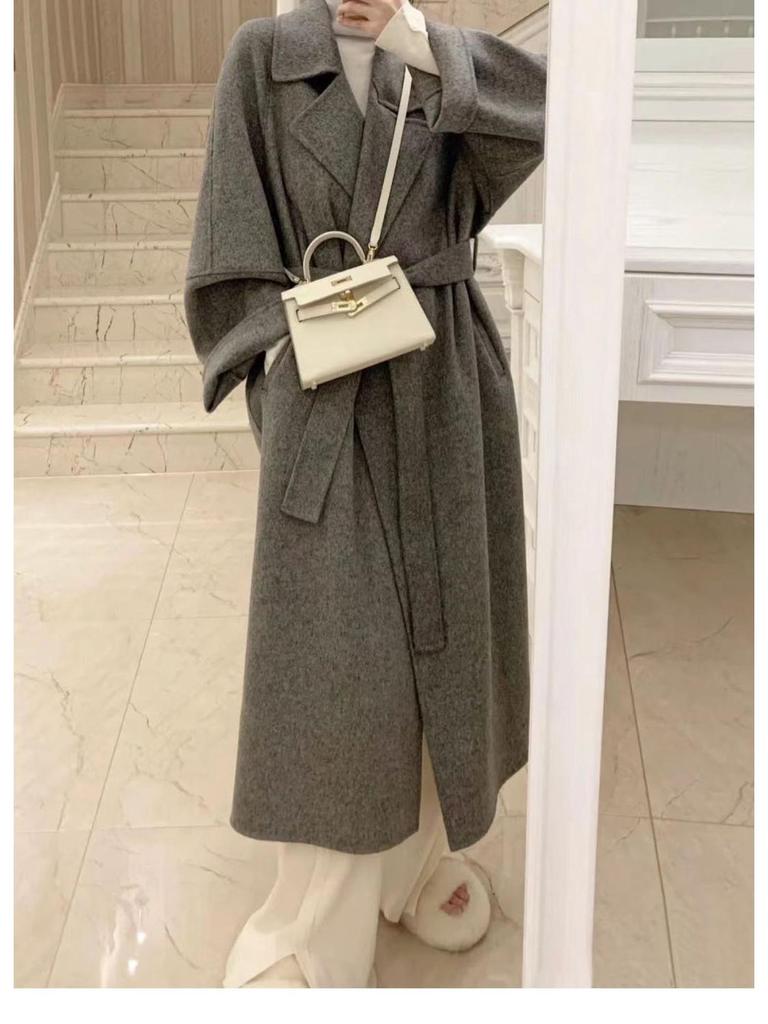 Women's Popular Off-White Mid-Length Wool Coat - Autumn/Winter Korean Style 2023.