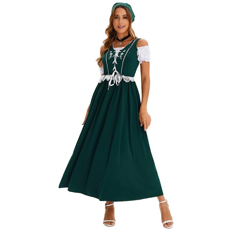 Adult Oktoberfest Costume Bavaria Stage Show Costume Bar Maid Dress Full Set