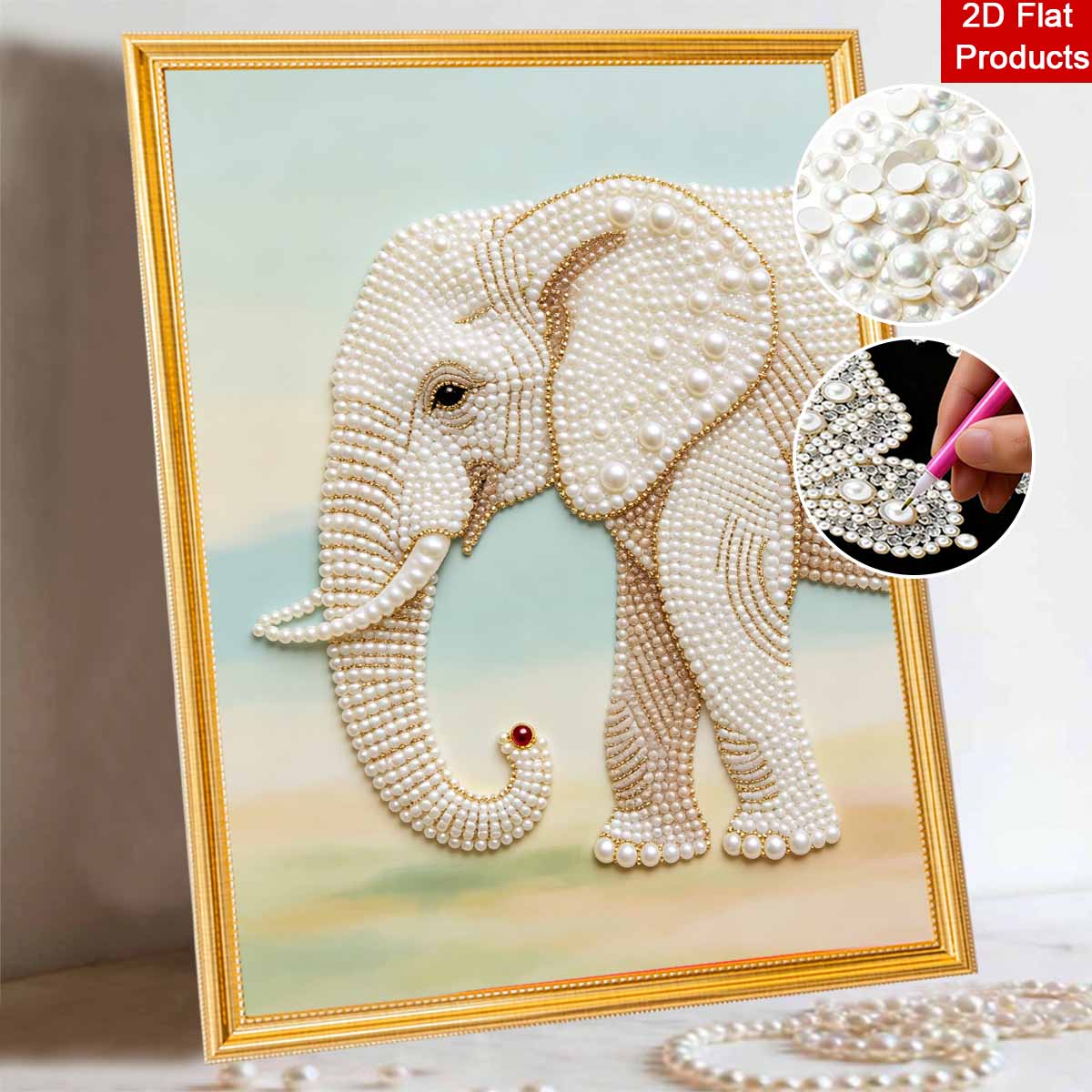 Animal Pearl Painting Handmade 5D Elephant DIY Home Office Desktop Decoration Painting 30x40