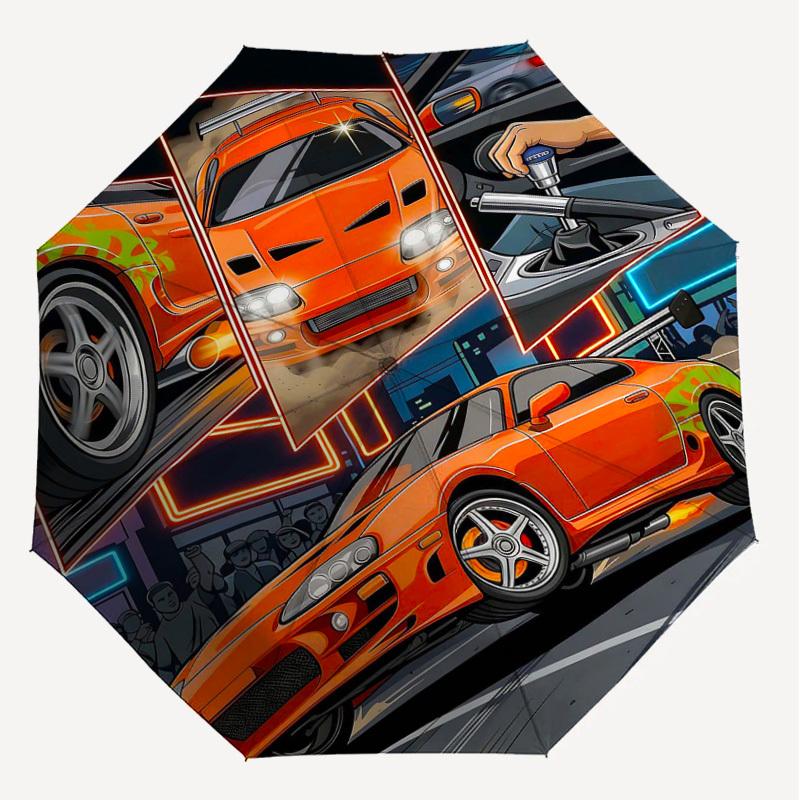 1PC car racing Umbrella-8-Rib Reinforced Portable Folding Travel Suitable for All Seasons Outdoor Daily Use -J0349