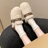 Autumn and Winter Women's Shoes Plus Velvet Casual Flat Cotton Shoes Round Toe Cotton Slippers