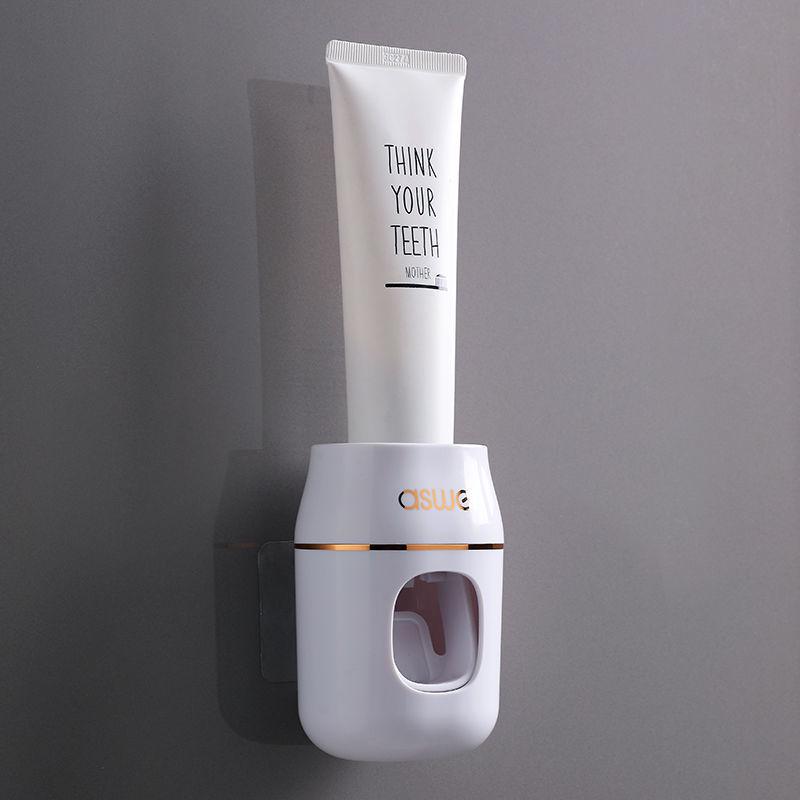 Wall-Mounted Automatic Toothpaste Dispenser & Toothbrush Holder Set
