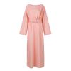 Feste, weiche, lockere Robe, atmungsaktiv, für Damen, langärmelig, langes mittleres Kleid, muslimische Robe