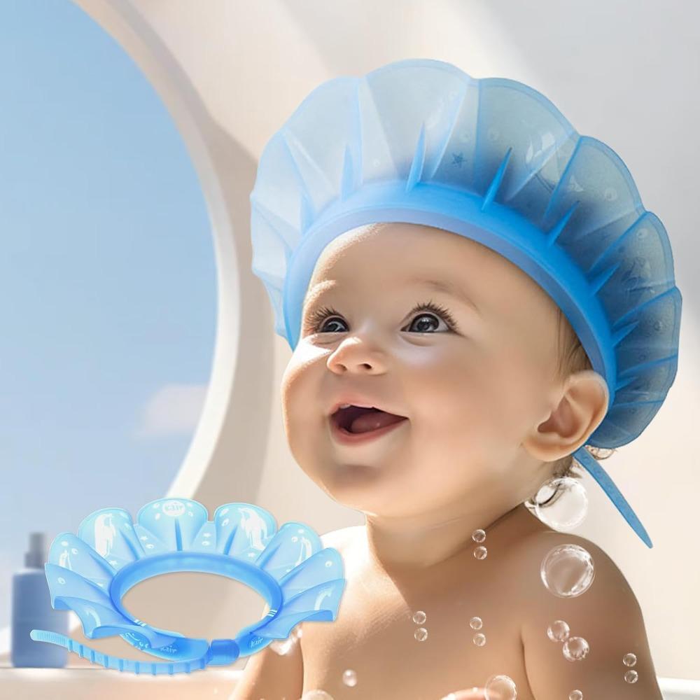 

Soft Shower Cap Adjustable Head Circumference 12.5 -19 Silicone Toddler Bath Visor Keep Water Out of Eyes & Ears синий