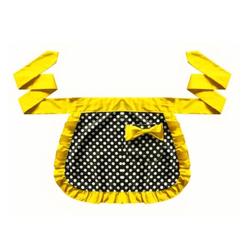 Maid Costume Apron Ruffled Waist Apron with Pocket for Women Halloween Cosplay Adjustable Kitchen Cooking Baking Apron жёлтый