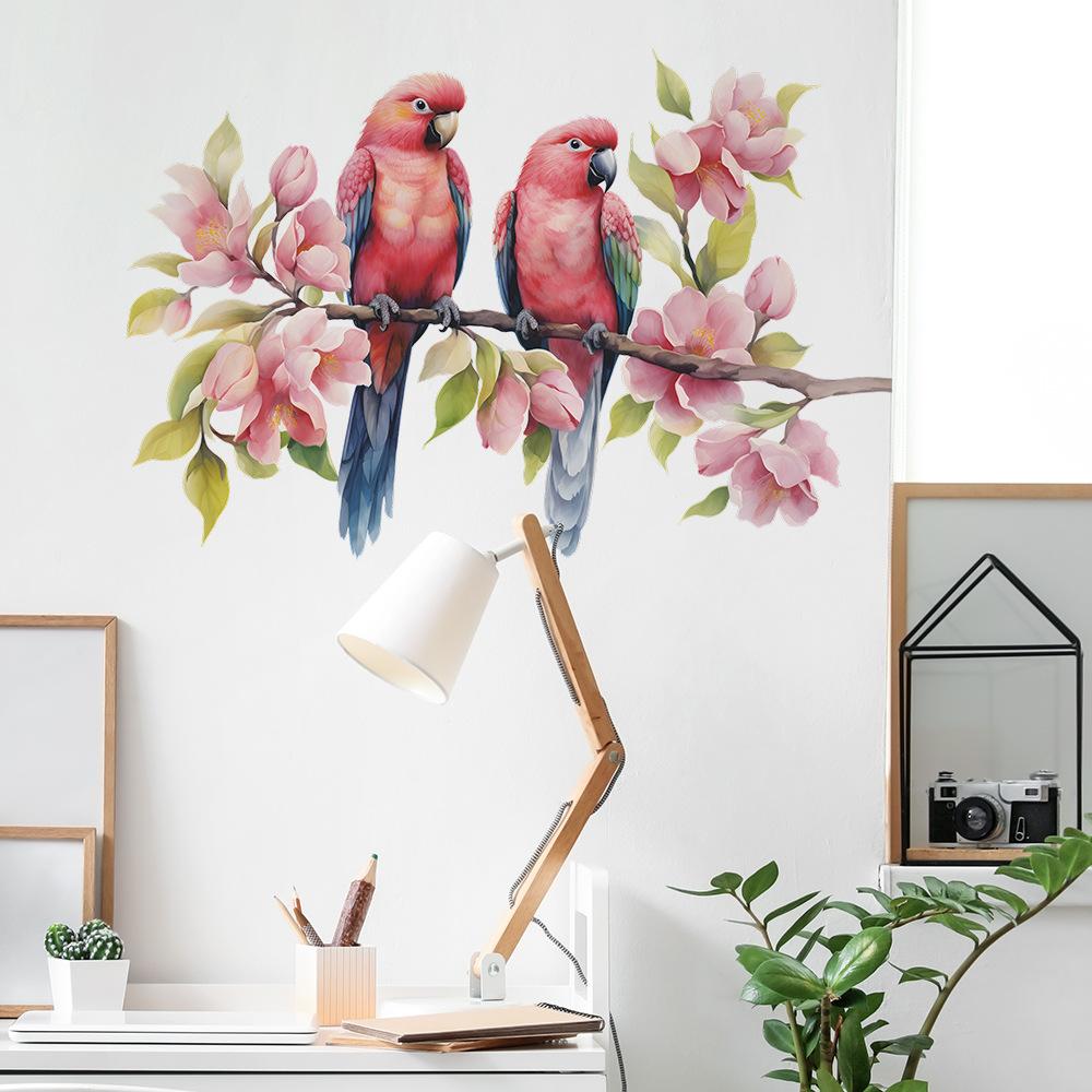 Cartoon Lovers Branch Bird Living Room Porch Home Decoration Wall Stickers Self-adhesive