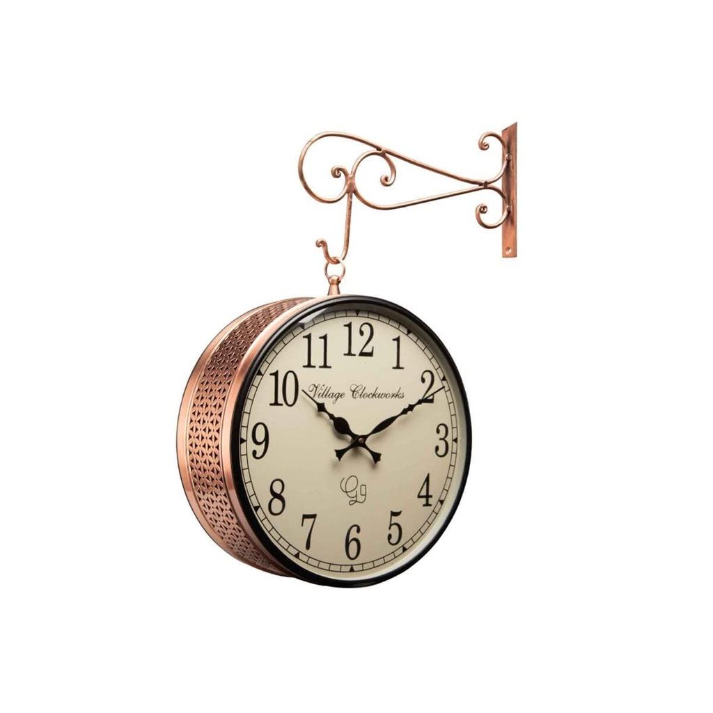 Dabble Side Railway Clock Station Clock Vintage Double Sided Clock (8 Cf) - Analog, Metal, 30 Cm, Multicolor