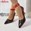 Fashion Aphixta 0.79Inch Belt Buckle Pumps Women Shoes Metal Button Gradient Color 3.940 inch Super High 10cm Stiletto Heels Big 53