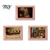 Christmas Refrigerator Magnets 3Pcs Light-up Frame Magnet, Vintage Wooden Picture Frames with Lights Fridge Glowing Magnetic Holder for Cabinet Locker