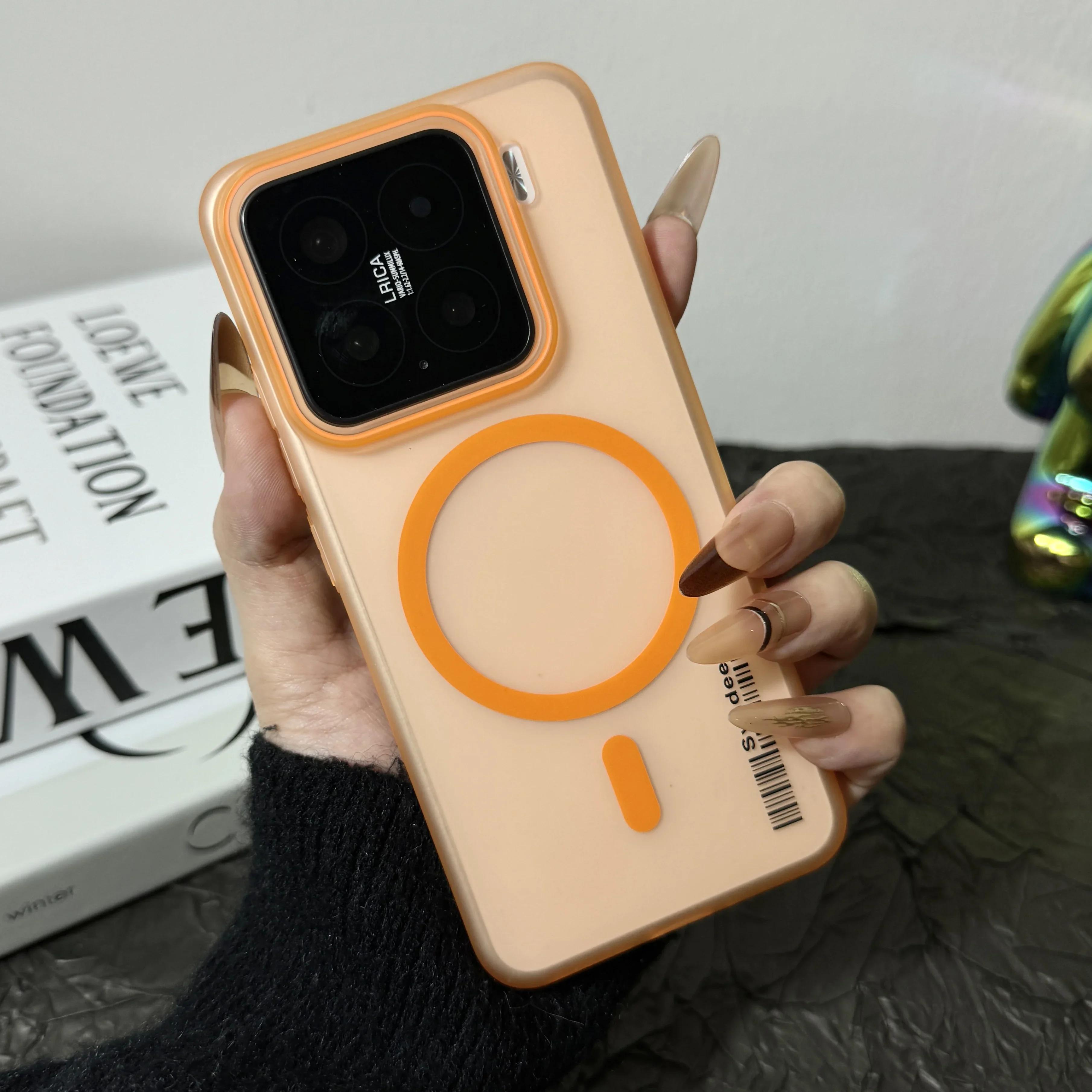 

Чехол Mi15 для Magsafe Matte Slim Case для Xiaomi 15 Pro Xiaomi15 14 13Pro 14ultra Wireless Charging Magnetic Hard PC+tpu Candy Cover For Xiaomi 15 оранжевый