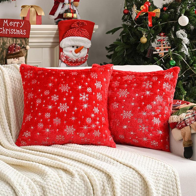 Christmas Pillow Shu Cotton Embroidered Pillow Case Living Room Sofa Snowflake Cushion Pillow Case