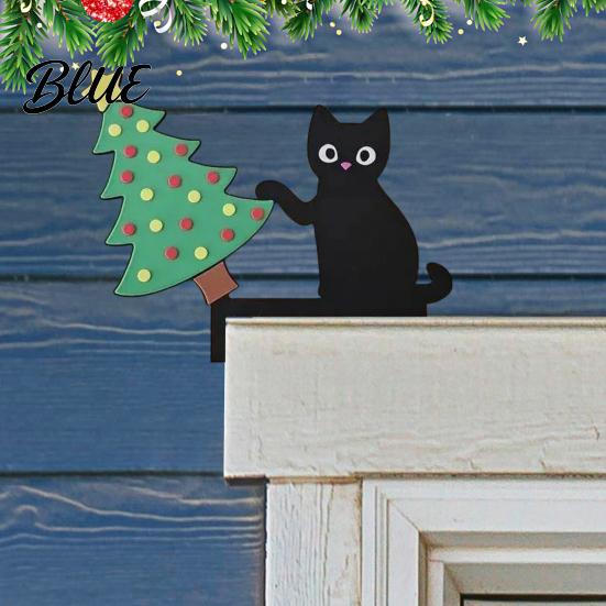 Cute Cat Door Corner Decor Wooden Cartoon Frame Pendant Black Unique Decoration Decoration Decorative Wall Sticker for Photo Frames And Cabinets