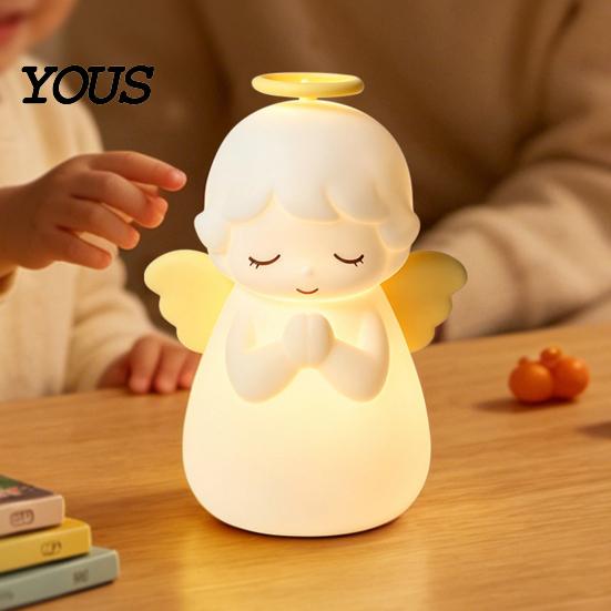 Adjustable Brightness Night Lamp Angel Tap Light, Squishy Bedside Lamp, 7 Color Changing 3?Level Dimmable LED Ambient USB Charging Light with