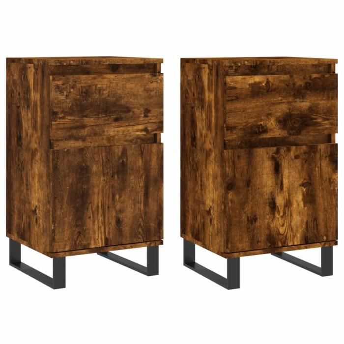 VidaXL Buffets 2 pcs chêne fumé 40x35x70 cm bois d'ingénierie 831175