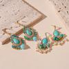 Simulation Pearl Turquoise Drop Earrings for Women Bohemian Ear Studs Party Accessory