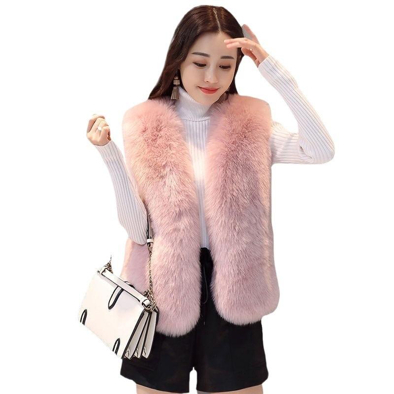 Vest Autumn and Winter New Women's Coat Short Vest Hairy Vest Thin Imitation Fur Vest