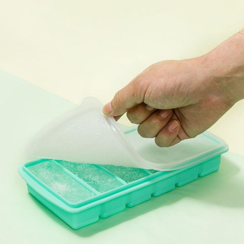 Silicone Ice Cube Tray with Lid Creative Rectangle Moulds Food Grade Kitchen Tools Refrigerator Juice Cocktail Mold