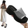 Retro Versatile Breathable Woven One-word Drag Women 2025 New Summer Wear Small Height-increasing Thick-bottomed Cool Slippers