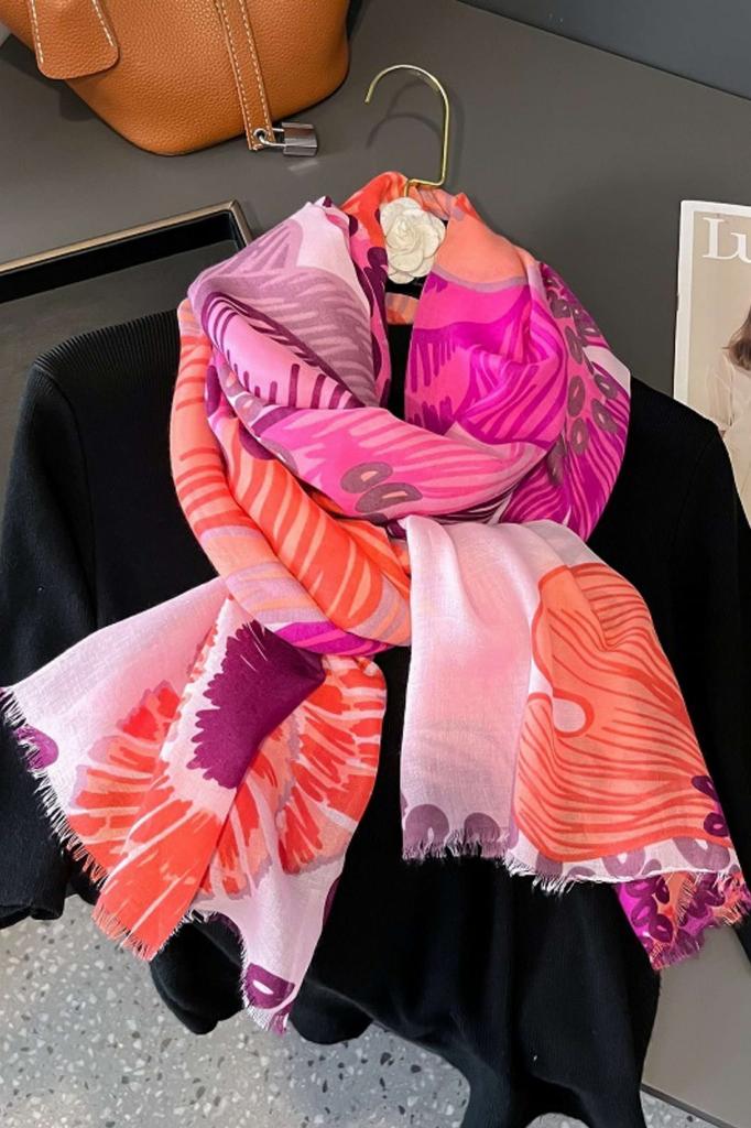 Colorful Scarf with Abstract Pattern 180x90