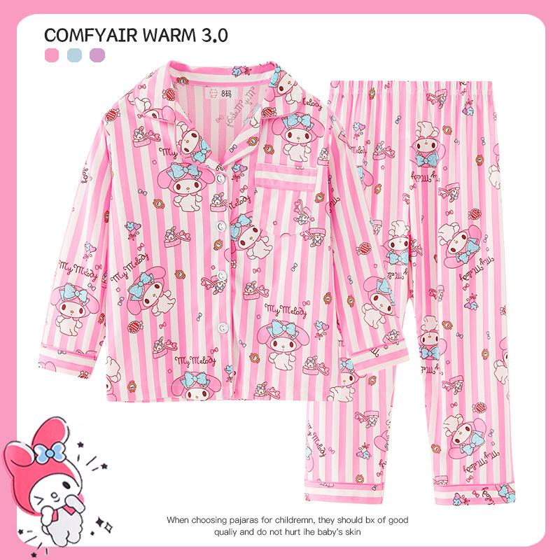 Children's Spring/Autumn Cartoon Print Pajamas, Long-Sleeve Cardigan Style for Boys and Girls