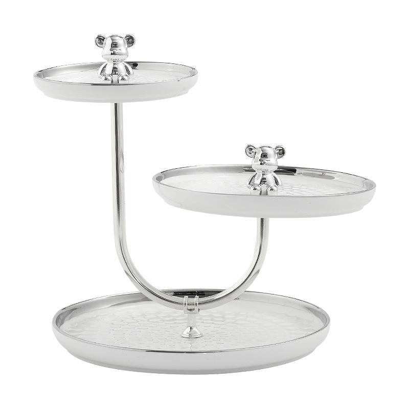 Three Layer Bear Fruit Plate Creative Candy Snack Dessert Plate Wedding Party Cake Display Rack Home Kitchen Ceramic Tableware