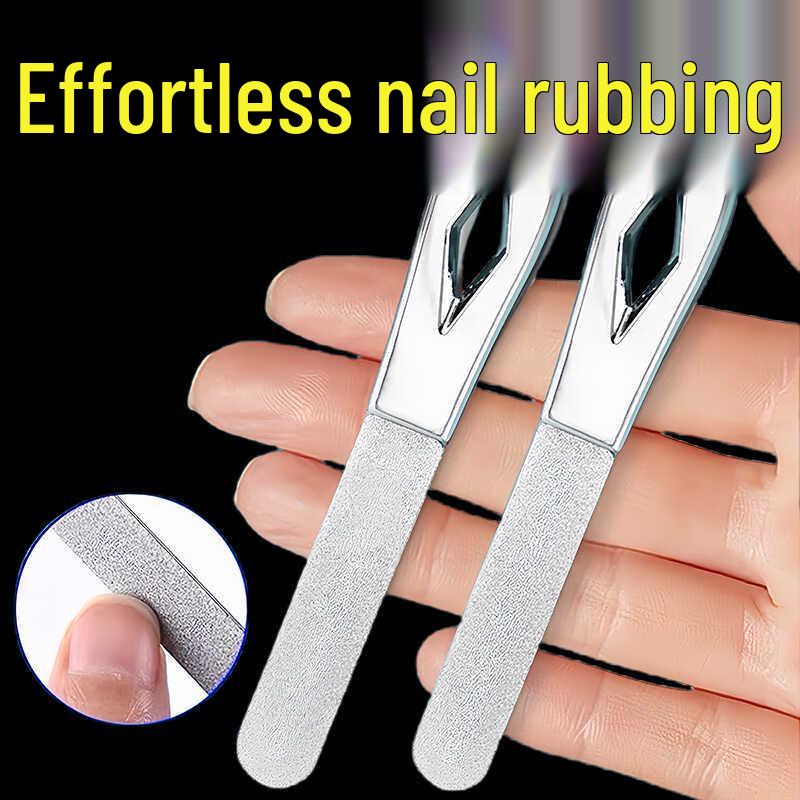 Mi Ka Double-Sided Stainless Steel Nail File: Durable, Waterproof, Matte Buffing Tool for Nail Shaping and Salon Use.